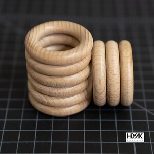 10 of The Safest Natural Smooth Finished Beech Wood Round Rings for Craft, DIY Baby / Teether, Pendant, Connectors & Jewelry Making 55mm image 5