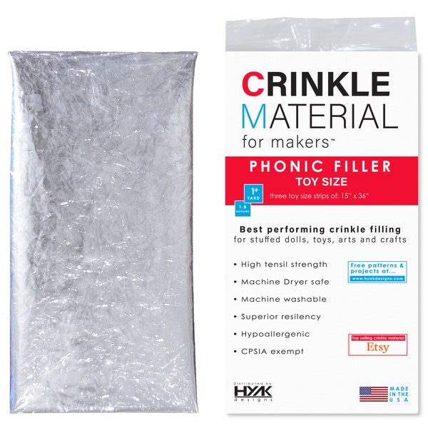 Toy Sized Crinkle Material for Makers | Commercial Grade Plastic Crinkle Film - Add Noise & Texture to Toys With This Filing. 36" x 15"