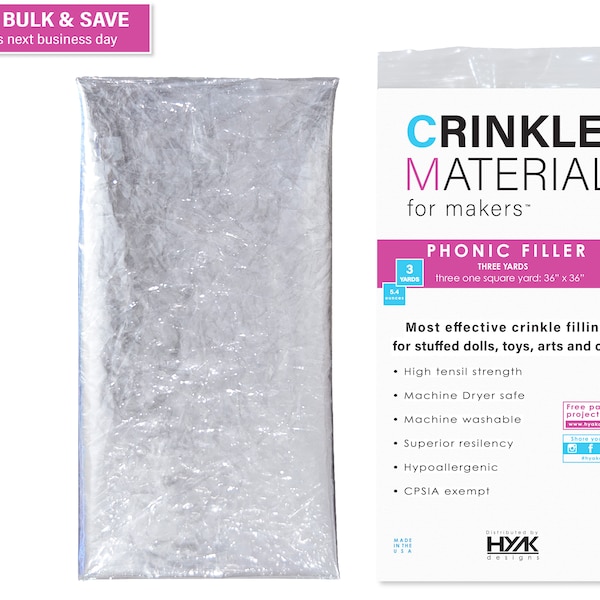 3 Yards of Crinkle Material for Makers | Commercial Grade Plastic Crinkle Film - Add Noise & Texture to Crafts- Toys | Noise Making Filing