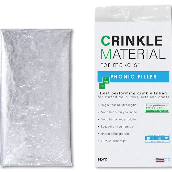 1 yard of Crinkle Material for Makers | Commercial Grade Plastic Crinkle Film - Add Noise & Texture to Toys | Noise Making Filing . True 36"