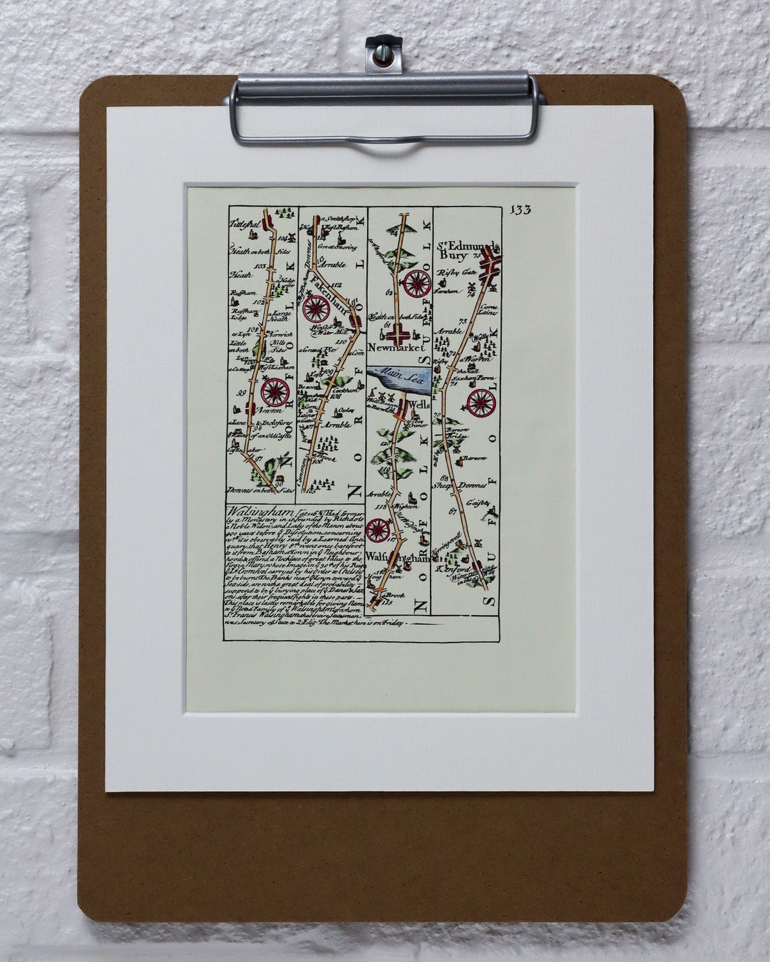 Map No. 133 Fakenham to Bury St. Edmunds Etsy