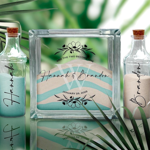 Custom Glass Sand Ceremony Set: Beach Wedding Keepsake, ceremonial unity