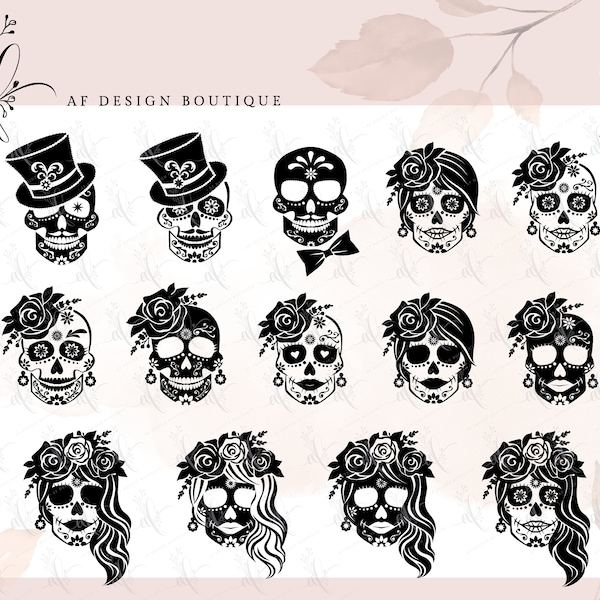 Dia de los Muertos Cut Files, Day of the Dead svg, Instant SVG/DXF/PNG/eps, Sugar Skull svg, halloween, skeleton, Halloween clip art