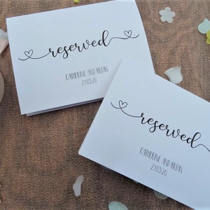 Pack of 10 Personalised Reserved Seat Signs - Wedding Day Signs