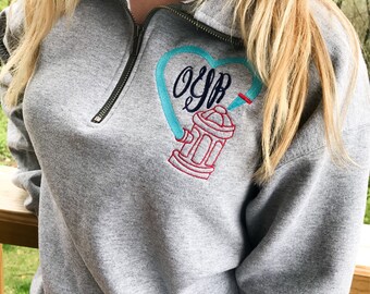 Firefighter Monogrammed Pullover / Fire Monogram / Firefighter gift/ Firefighters wife gift / Fire Wife Gift / Fire Gf Gift