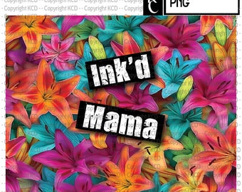 Vaso Floral Ink'd Mama PNG