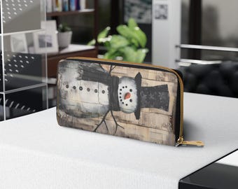 Cartera con cremallera de muñeco de nieve, accesorio de invierno, regalo navideño, monedero bonito, cartera festiva para Navidad, cartera con diseño de muñeco de nieve