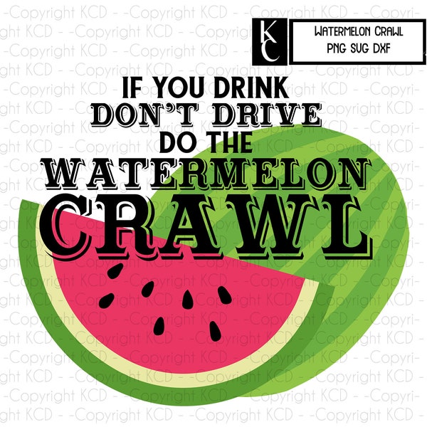 Watermelon Crawl Cut File - SVG - dxf -  vinyl - sublimation - t shirt