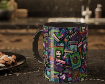 Collage de libros de piel de gallina - Tazas coloridas, 11 oz