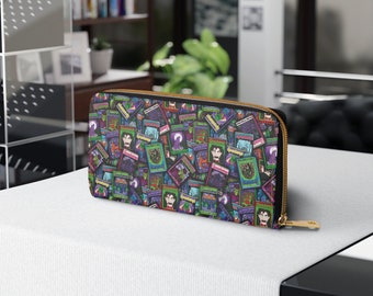 Cartera con cremallera Collage de libro de piel de gallina