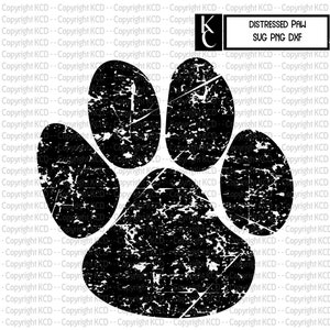 Distressed Paw Print SVG DXF PNG