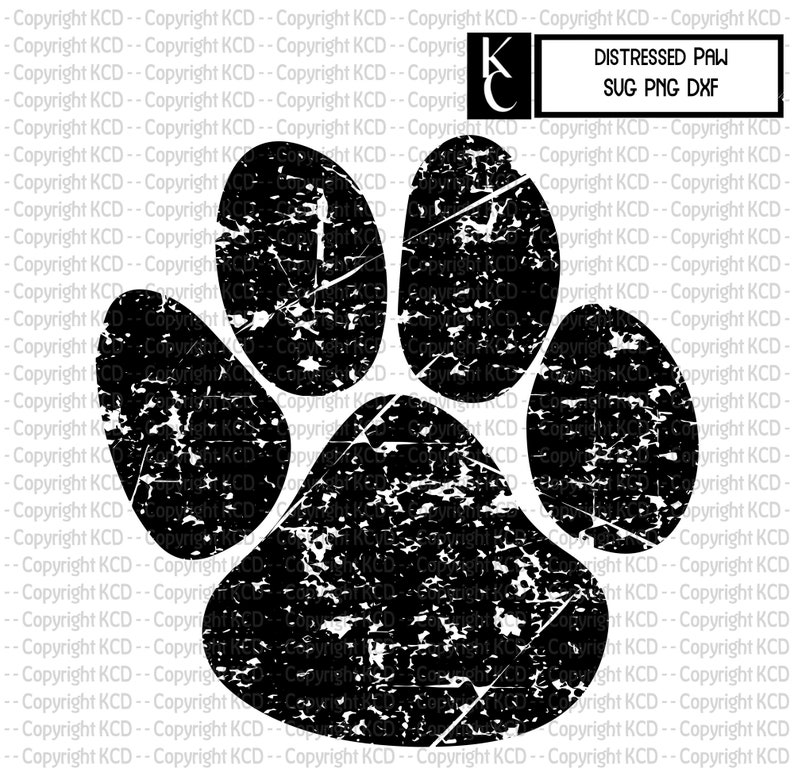 Download Distressed Paw Print SVG DXF PNG | Etsy