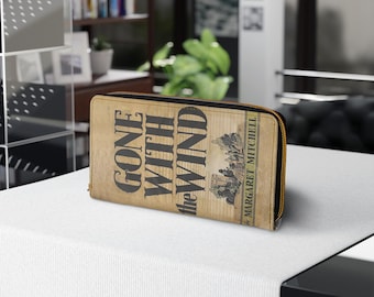 Cartera con cremallera Lo que el viento se llevó, cartera literaria, regalo de lectura, accesorio para amantes de los libros, organizador ecológico, diseño de cartera único