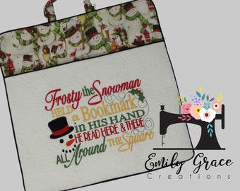 Reading Pocket Pillow  Cover - Christmas Snowman Theme