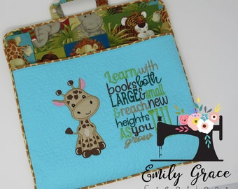 Reading Pocket Pillow  Cover - Giraffe Jungle Safari Theme