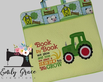 Reading Pocket Pillow  Cover -  Tractor Theme