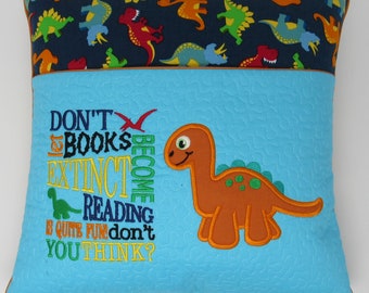 Reading Pocket Pillow  Cover - Extinct Dinosaur Theme