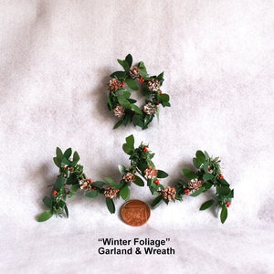 Dolls House Christmas MANTEL GARLANDS and WREATHS Sets A Winter Foliage