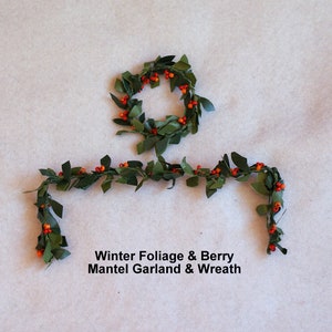 Dolls House Christmas MANTEL GARLANDS and WREATHS Sets A Foliage & Berries