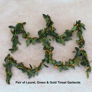 Dolls House Christmas MANTEL GARLANDS and WREATHS Sets A Laurel/Green/Gold