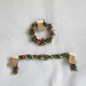 Dolls House Christmas MANTEL GARLANDS and WREATHS Sets A Gold Rope