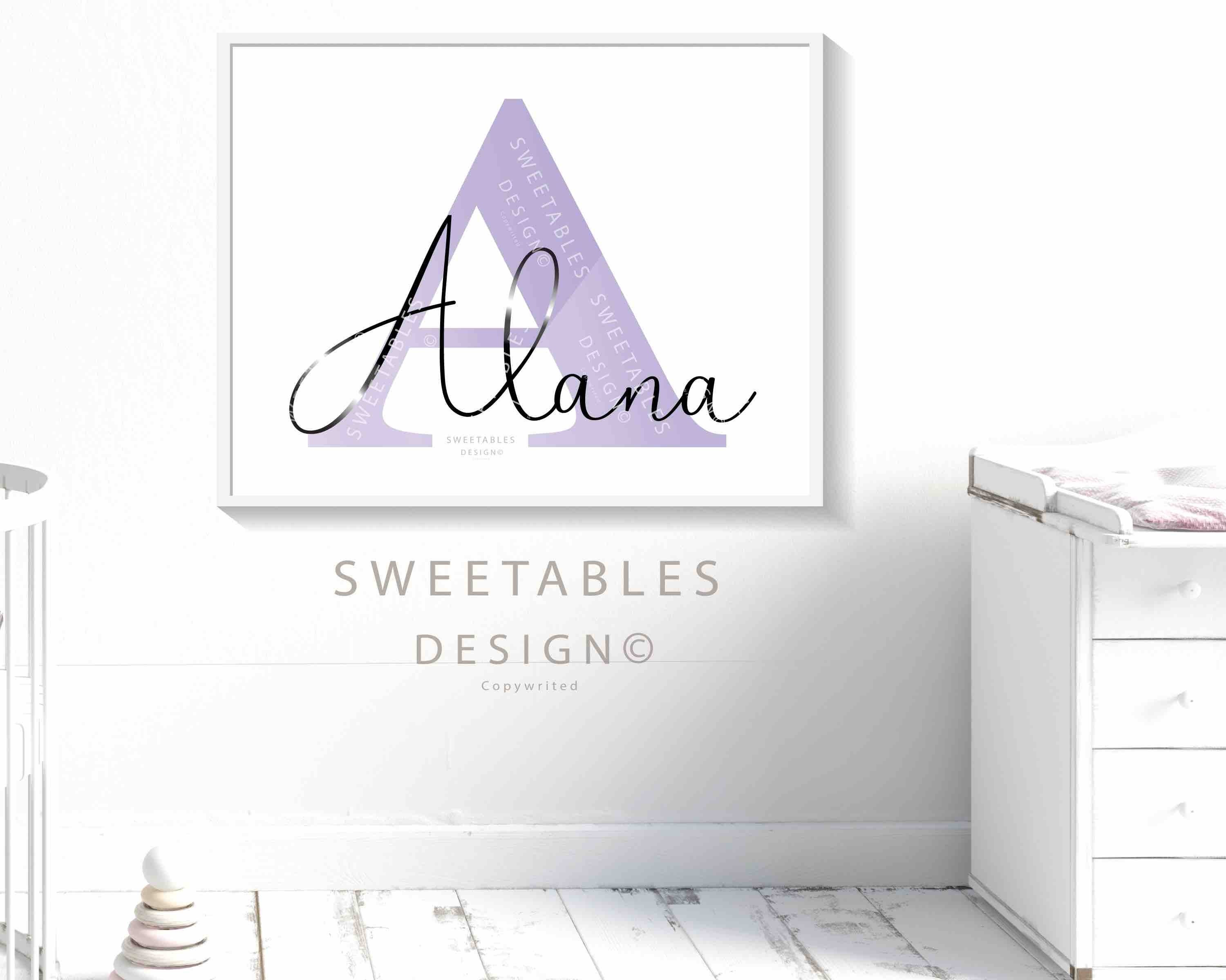 Alana Name Printable Bedroom Playroom Nursery Decor Girls