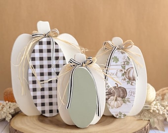 Handmade Wooden Pumpkin Set, Farmhouse Fall Table Decor