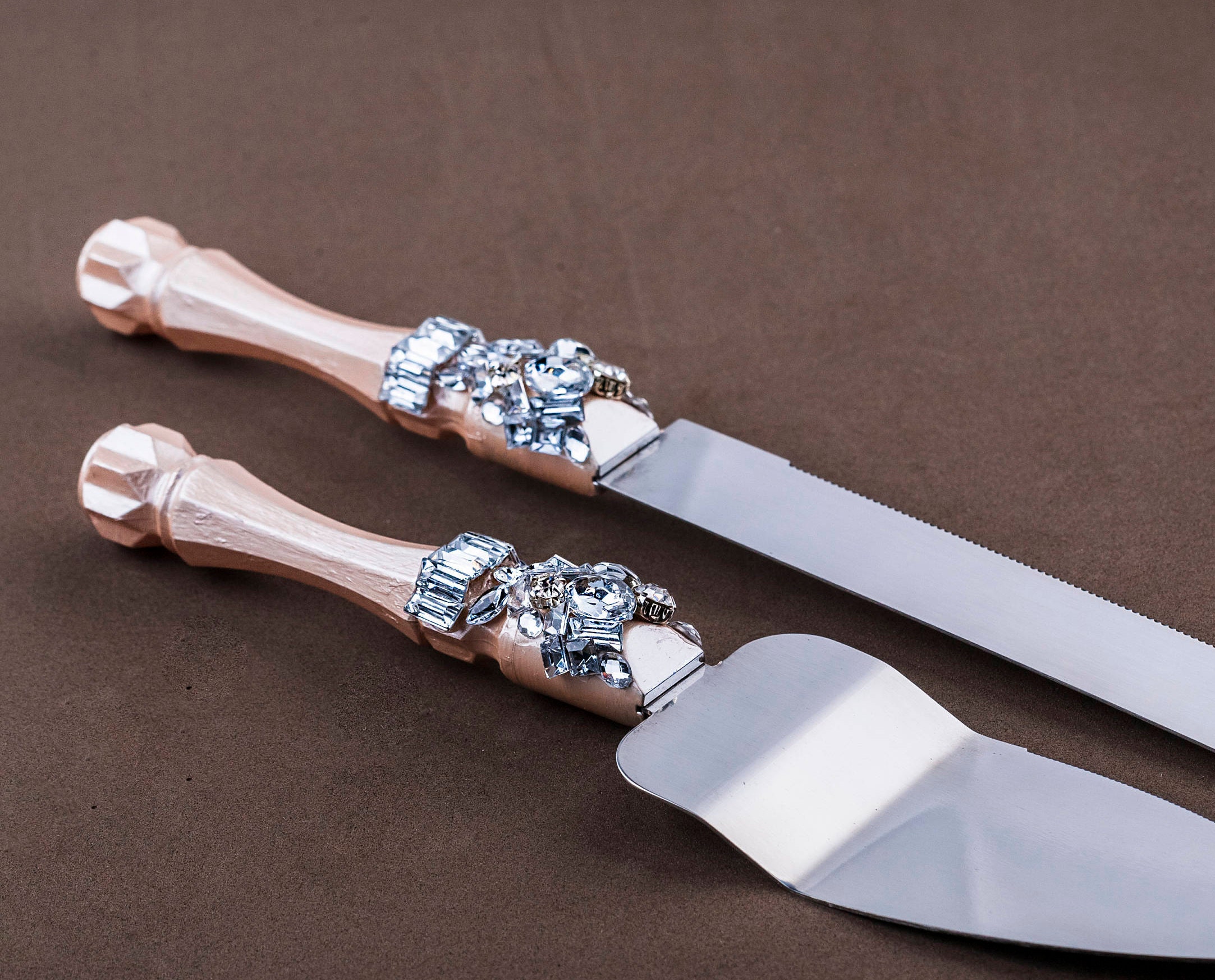 Rose Gold Wedding Cake Server Set Cake Cutting Set Vintage Etsy