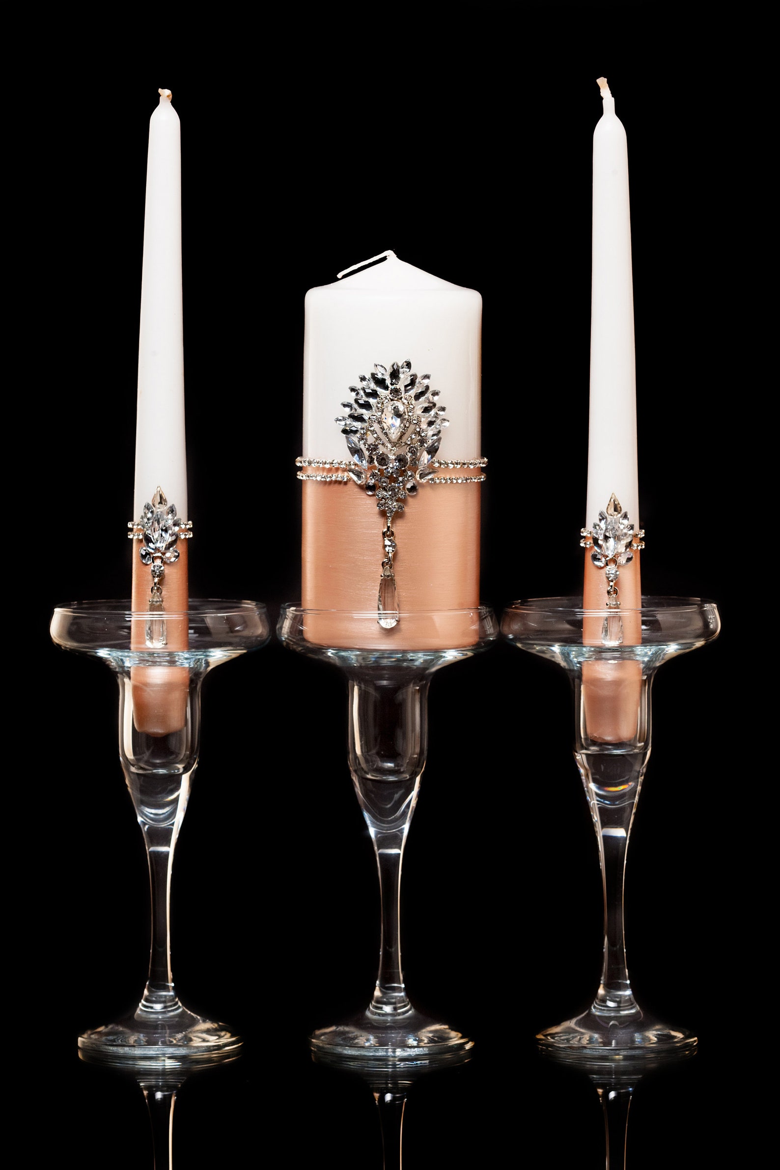 Rose Gold Unity Candle Set Coral Unity Candle Set Unity Candle Etsy