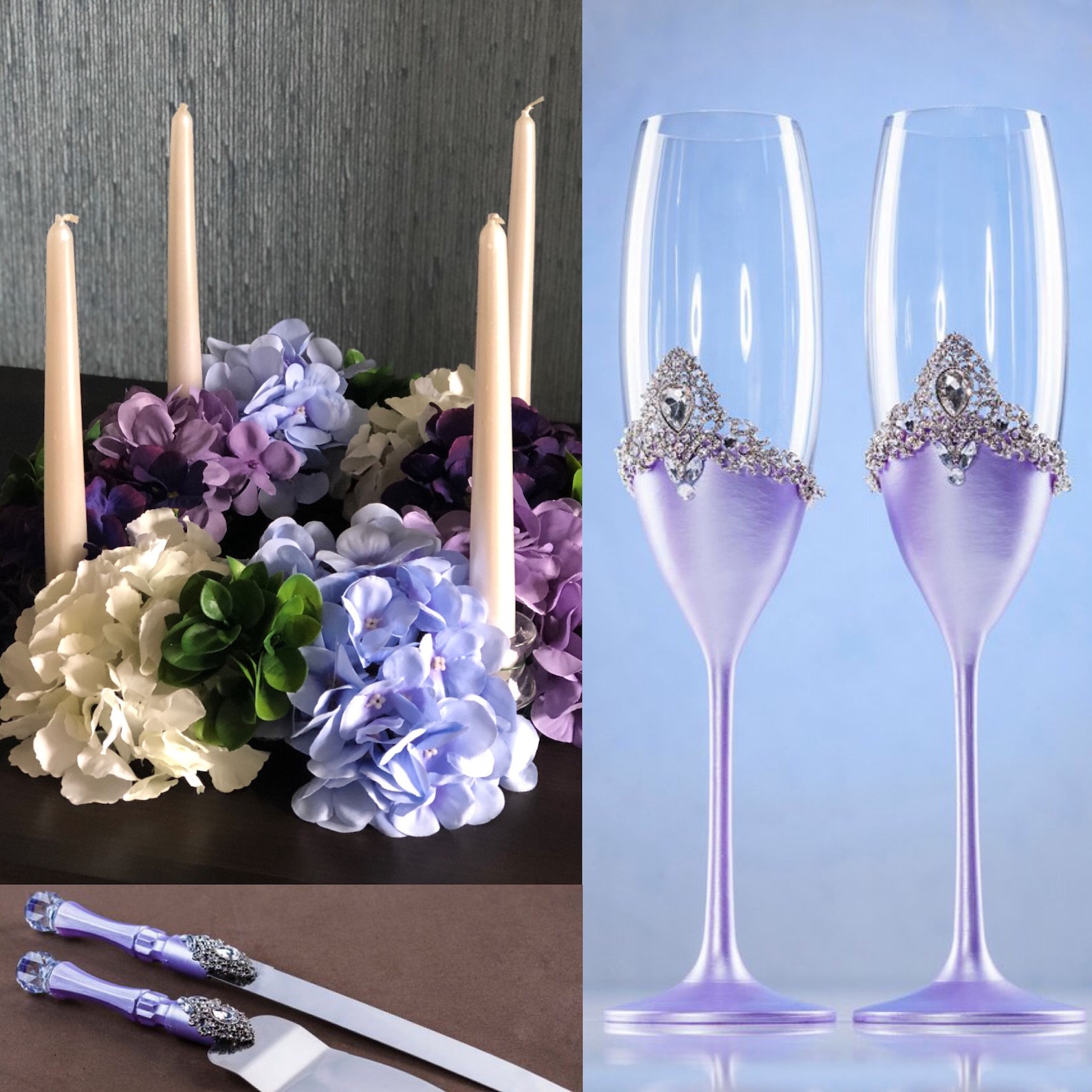 Lavender Unity Candle Set Lavender Wedding Candles Christmas Etsy