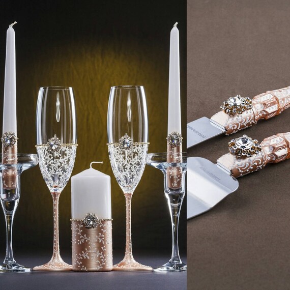 rose gold wedding glasses
