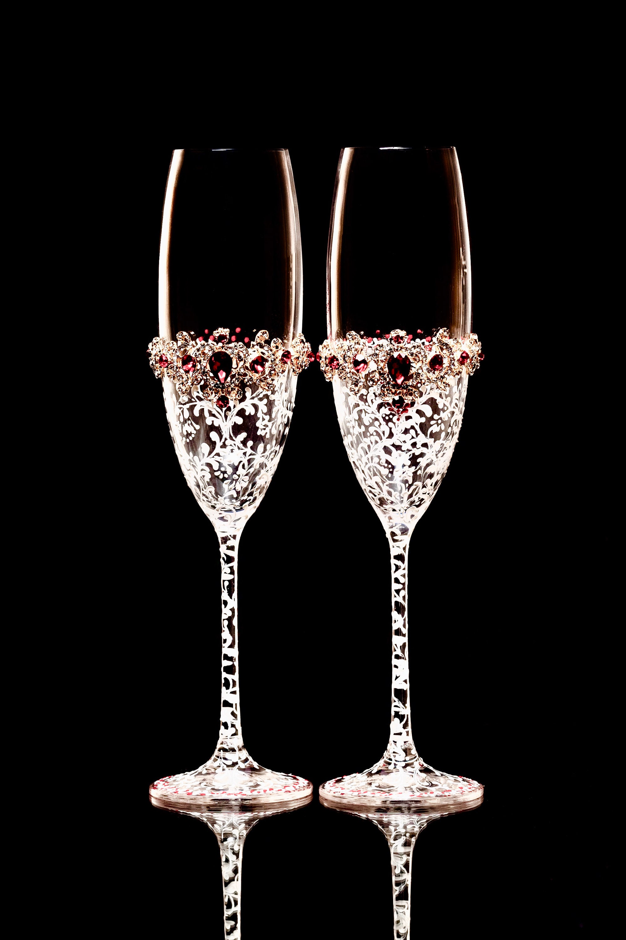 Personalized Wedding Glasses White Red Wedding Glasses Etsy