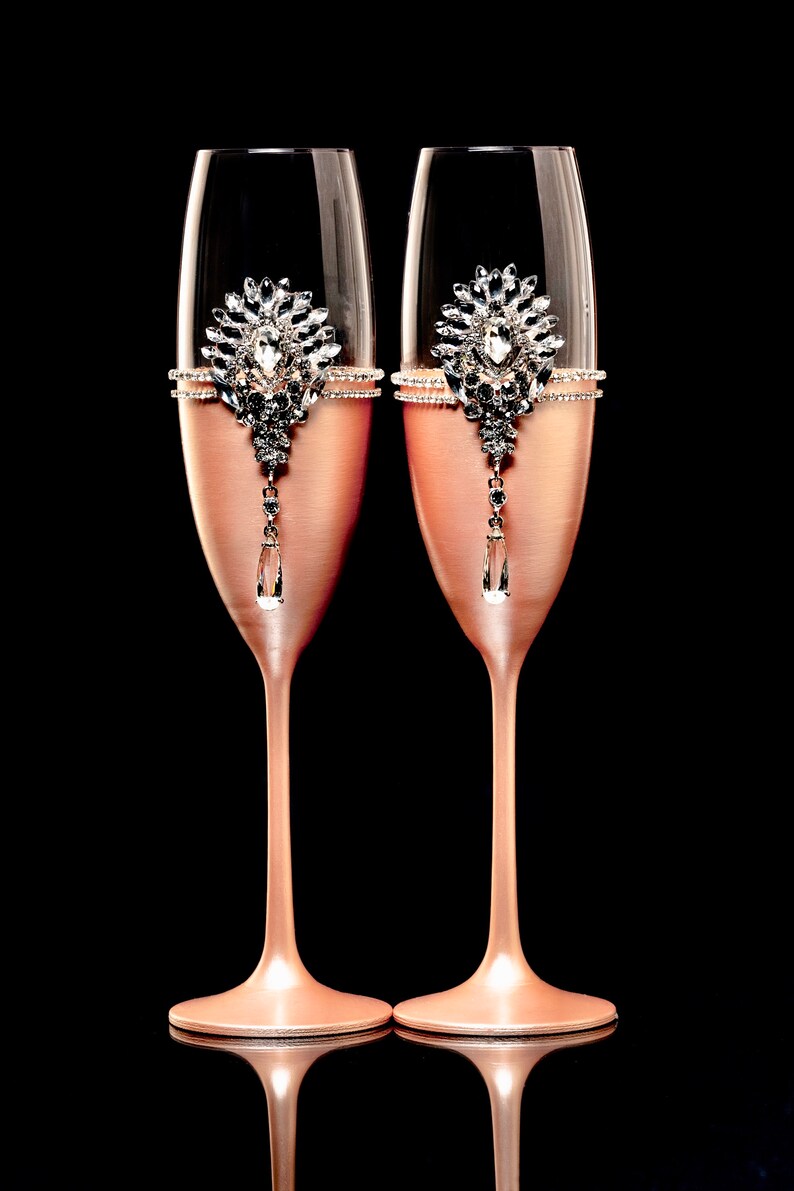 Personalized Rose Gold Wedding Flutes Engraving Champagne Etsy