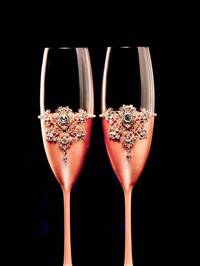 Personalized Rose Gold Wedding Glasseswith Engraving Champagne Etsy