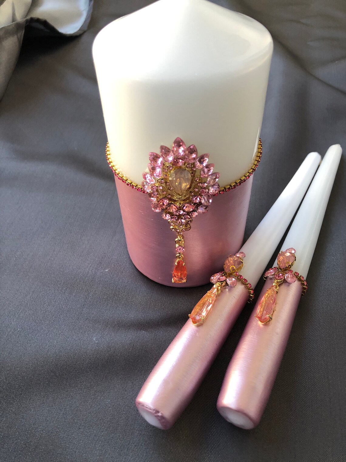 Blush Pink Unity Candle Set Wedding Candles Blush Pink Wedding Etsy