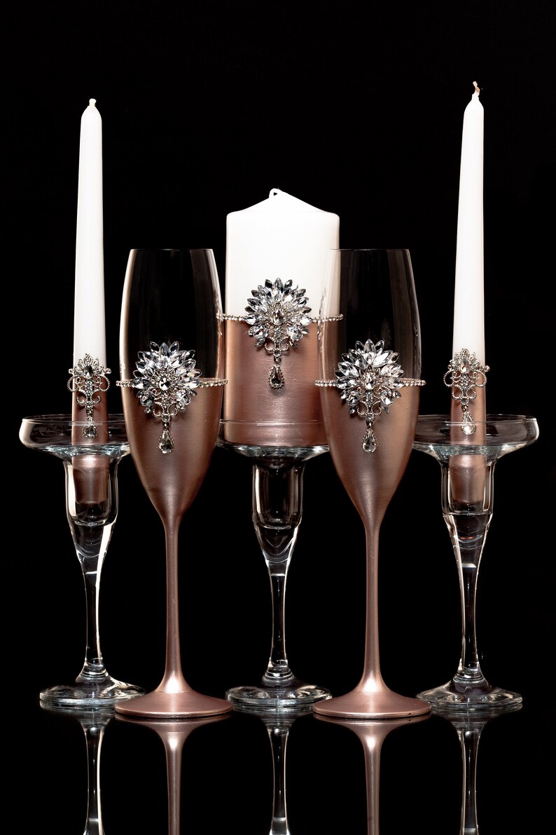Durk Rose Gold Unity Candle Set Unity Candle Holders Wedding Etsy