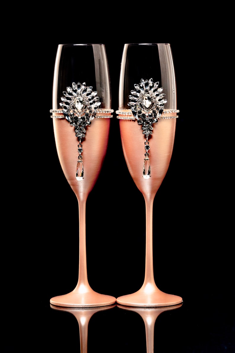 Personalized Rose Gold Wedding Flutes Engraving Champagne Etsy