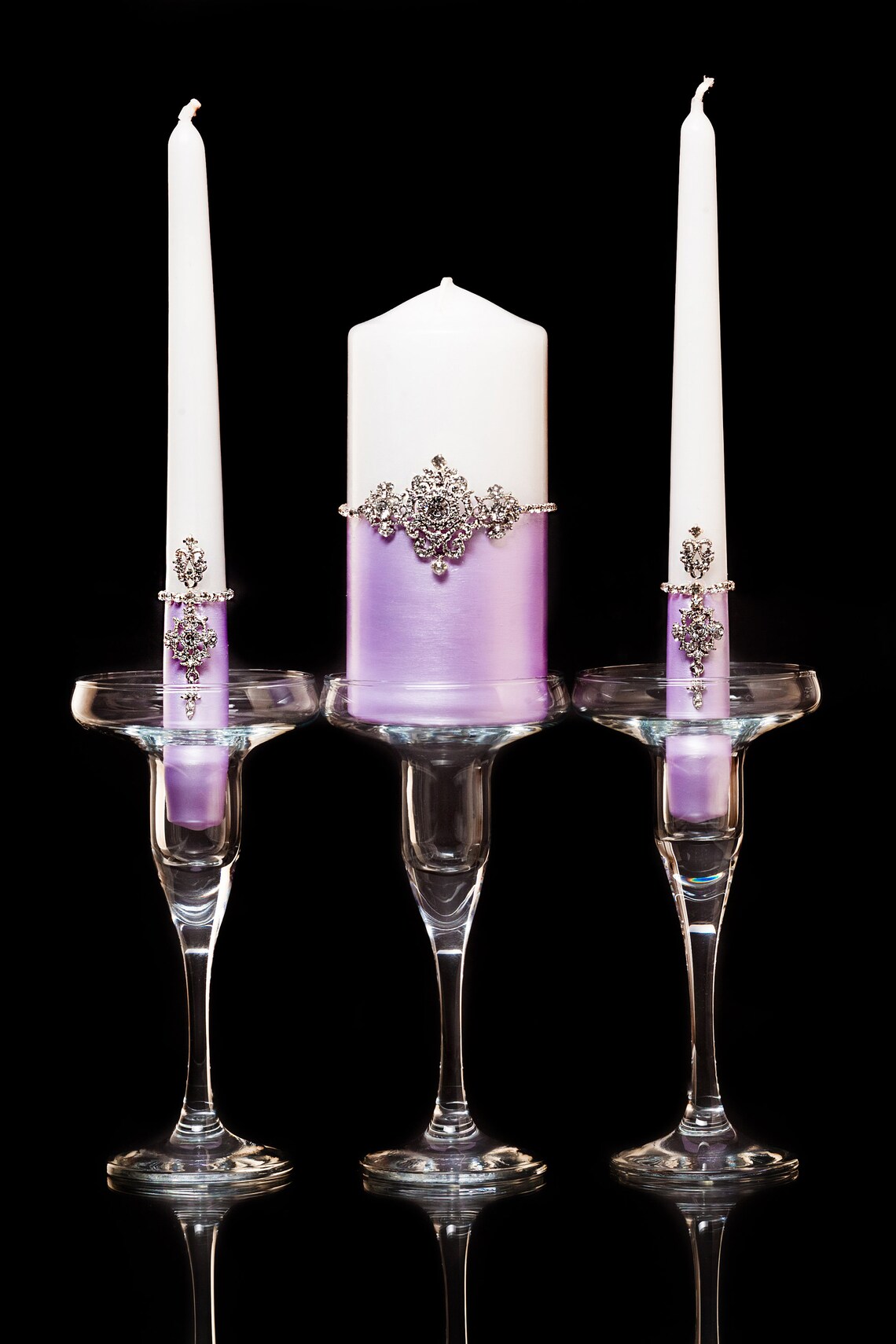 Lavender Unity Candle Set Lavender Wedding Candles Christmas Etsy