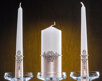 Beige Wedding Candles Unity Candle Set Vintage Wedding Modern Wedding Valentines Day Gift Wedding Table Decor