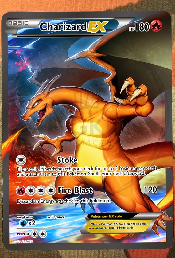 1x Full Art Charizard Ex Custom Made Orica Card Non Foil Pokemon Commander Edh