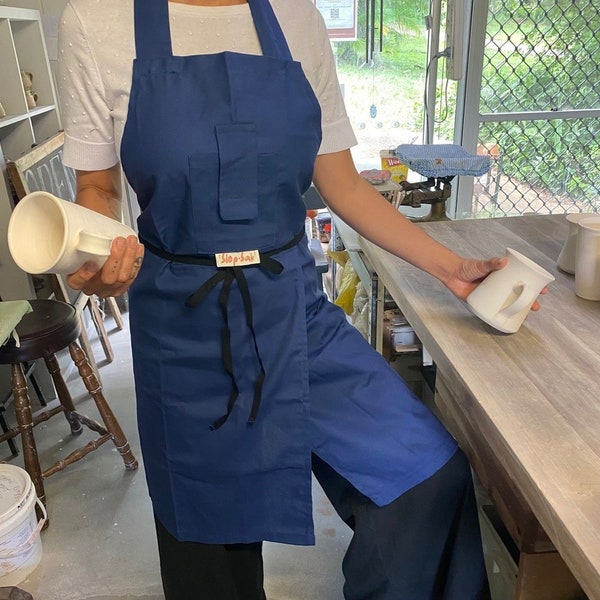 Pottery Potters Apron with front split leg, tab pocket and pen slot by Slop Sak Made in Australia