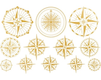 Compass  - 22 karat White or Yellow Gold Luster Ceramic Overglaze Decal by Sanbao