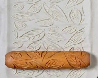 Big Leaves - Big Hand Roller by MKM Pottery Tools - Clay Texture Roller, Pottery Hand Roller