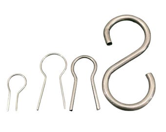 Choose 25 or 50 High Temperature Tungsten Wire Jump Hooks and S Hooks for Pottery and Glass work - 1300 Deg C