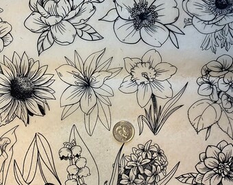 In Bloom - Pottery Ceramic Underglaze Transfers - Ceramica - in black