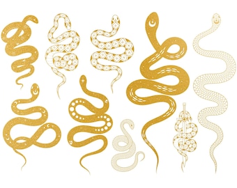 Magic Snake  - 22 karat White or Yellow Gold Luster Ceramic Overglaze Decal by Sanbao