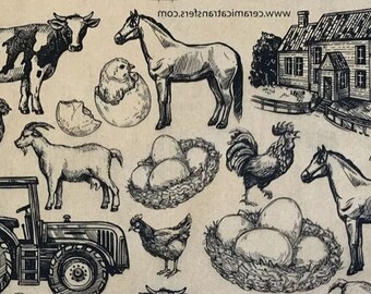 Life on the Farm -  Pottery Ceramic Underglaze Transfers  -  Ceramica