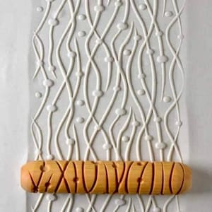 Lines and Dots - Big Hand Roller by MKM Pottery Tools - Clay Texture Roller, Pottery Hand Roller