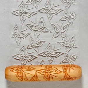 Butterflies - Big Hand Roller by MKM Pottery Tools - Clay Texture Roller, Pottery Hand Roller