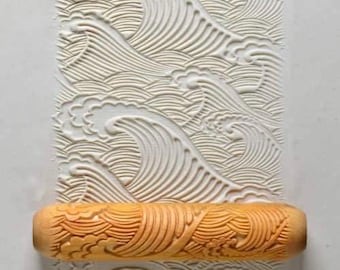Big Wave - Big Hand Roller by MKM Pottery Tools - Clay Texture Roller, Pottery Hand Roller